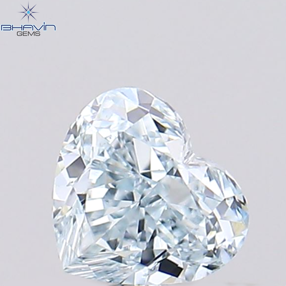 0.39 CT、ハート ダイヤモンド、緑がかった青色、クラリティ VVS2