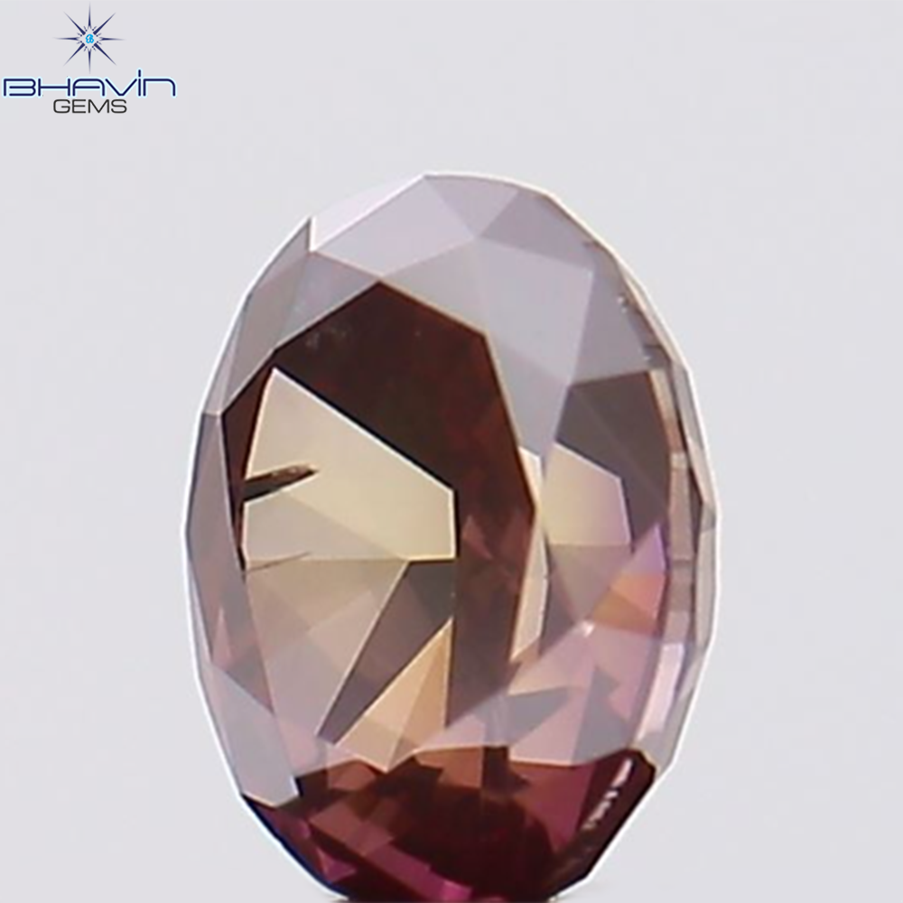 0.30 CT Oval Natural Diamond Enhanced Brown Pink Color Clarity VS2 (4.27 MM)