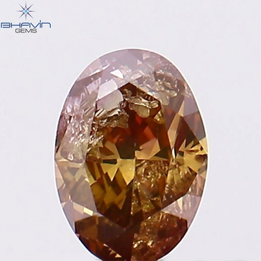 0.25 CT, Oval Shape, Natural Diamond, Brown Pink Color, I1 Clarity (4.52 MM)