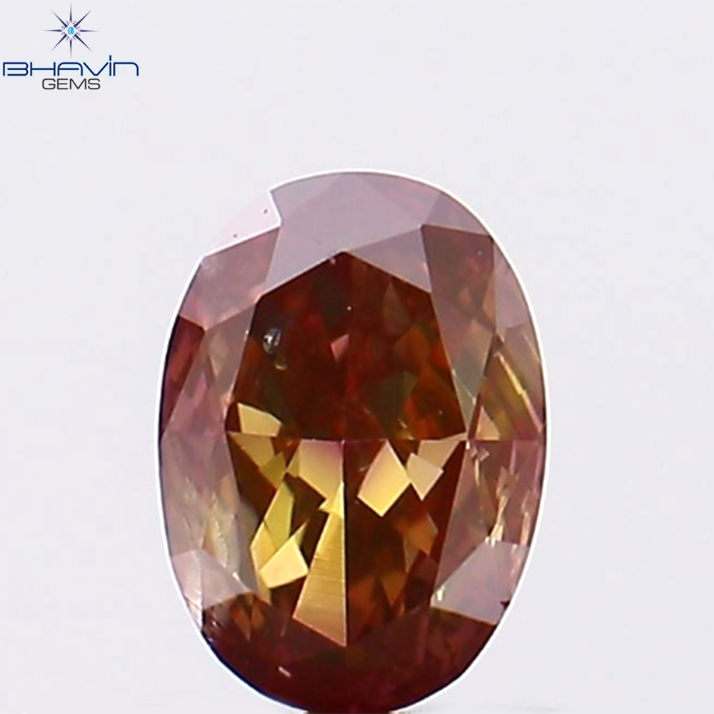 0.27 CT, Oval Shape, Natural Diamond, Brown Pink Color, SI2 Clarity (4.38 MM)
