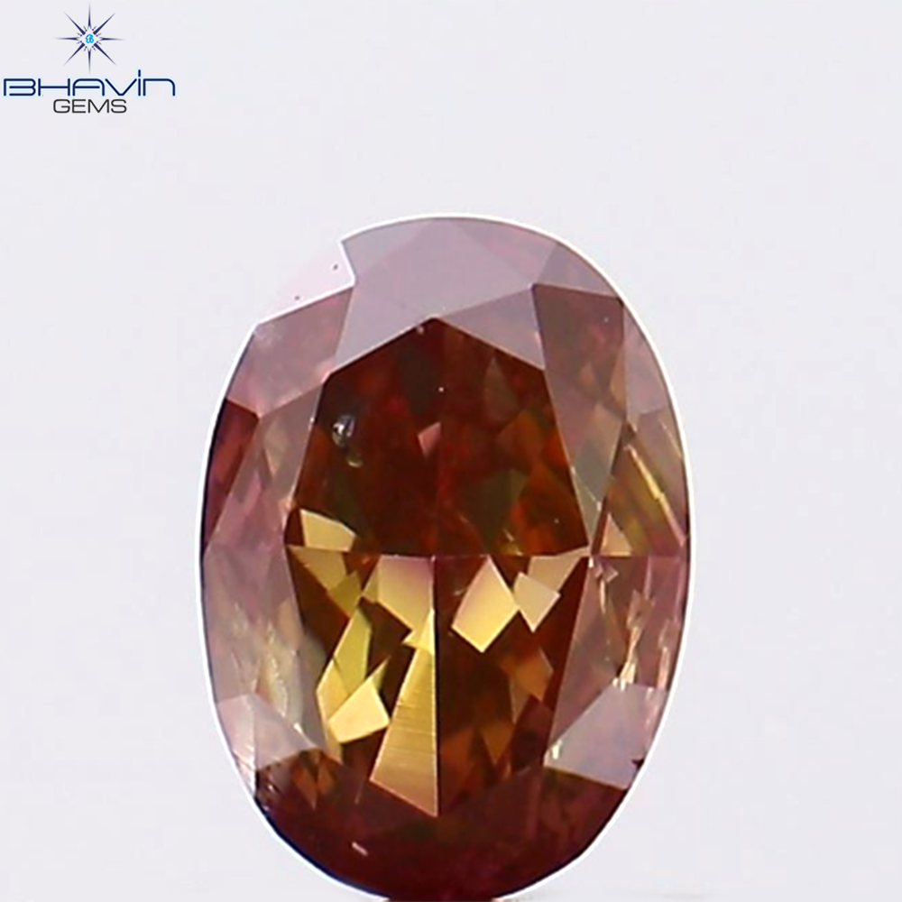 0.27 CT Oval Natural Diamond Enhanced Brown Pink Color Clarity SI2 (4.38 MM)