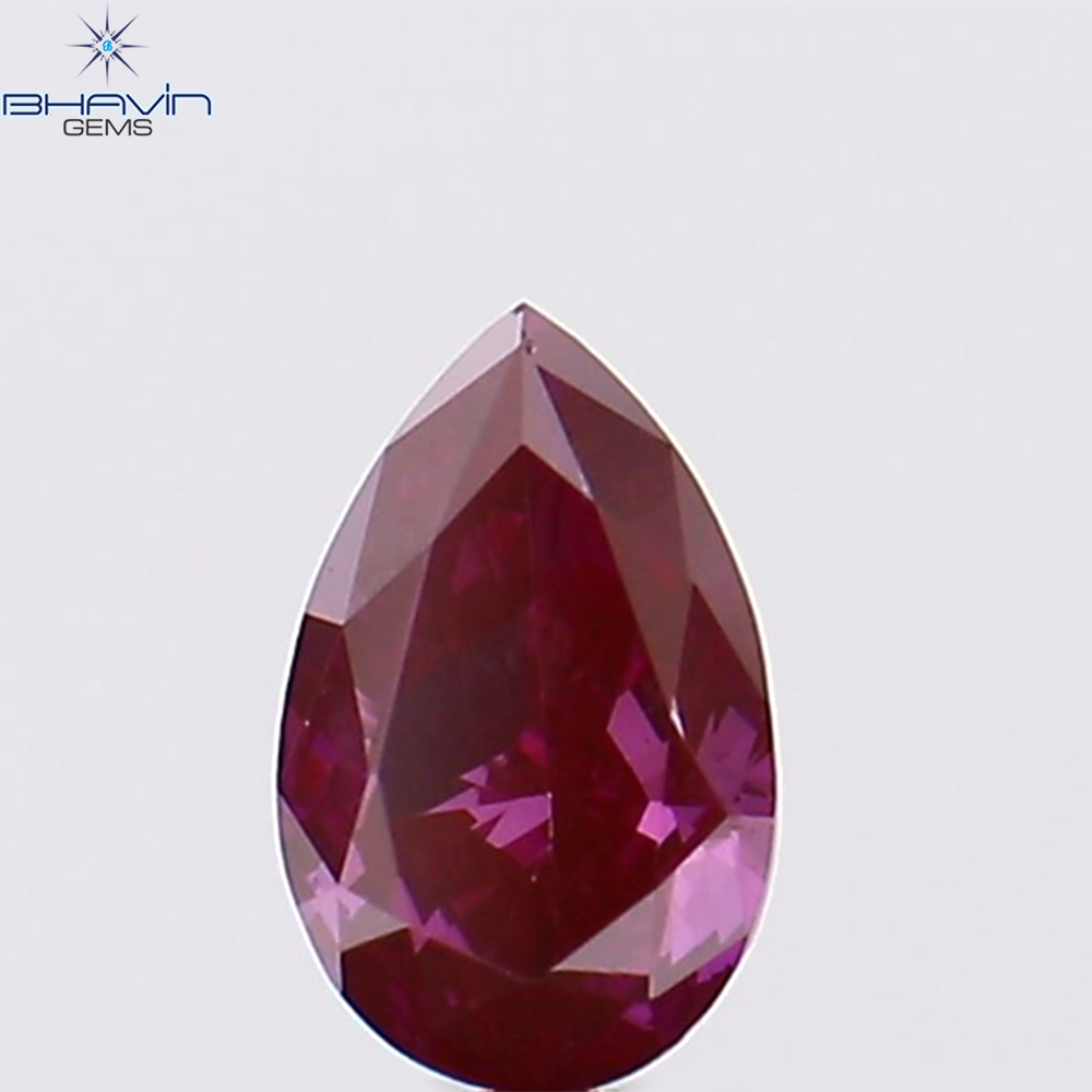 0.21 CT、ペアシェイプ、天然ダイヤモンド、ピンク色、VS2 クラリティ (4.79 MM)