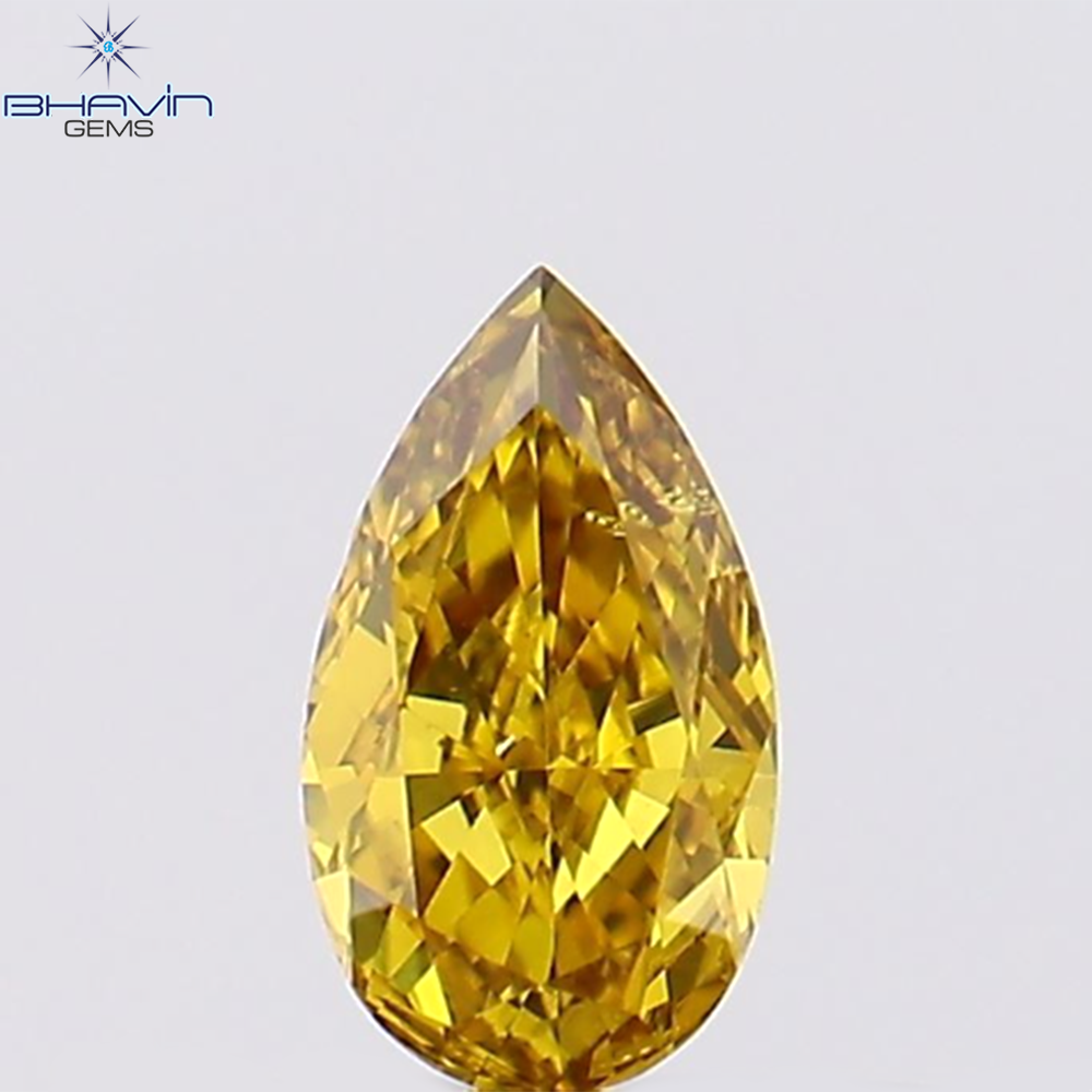 0.19 CT Pear Shape Natural Diamond , Vivid Yellow Color,  VS2 Clarity (3.03 MM )