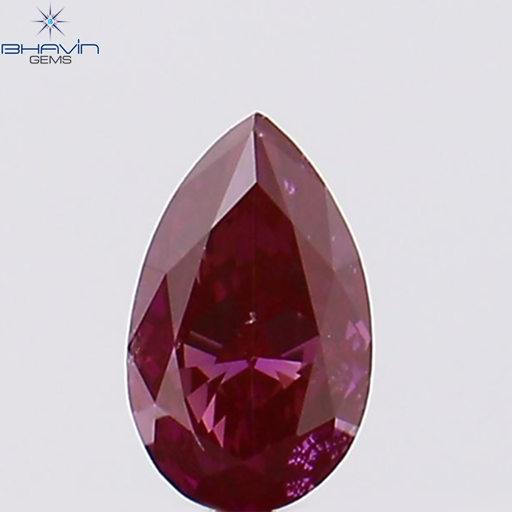 0.16 CT、ペアシェイプ、天然ダイヤモンド、ピンク色、VS2 クラリティ (4.52 MM)
