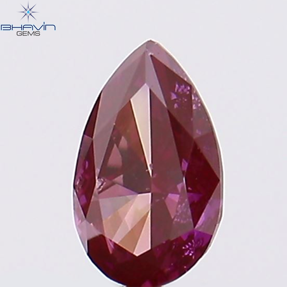 0.16 CT、ペアシェイプ、天然ダイヤモンド、ピンク色、VS2 クラリティ (4.52 MM)