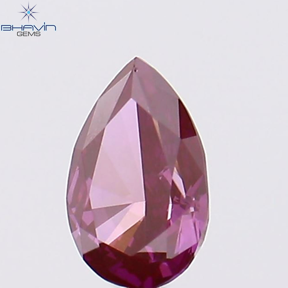 0.21 CT、ペアシェイプ、天然ダイヤモンド、ピンク色、VS2 クラリティ (4.79 MM)