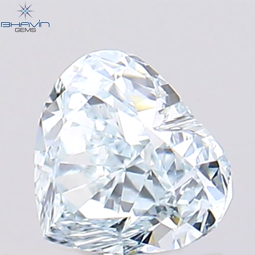 0.39 CT、ハート ダイヤモンド、緑がかった青色、クラリティ VVS2