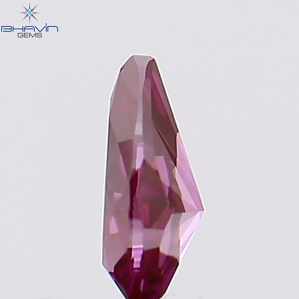 0.21 CT、ペアシェイプ、天然ダイヤモンド、ピンク色、VS2 クラリティ (4.79 MM)