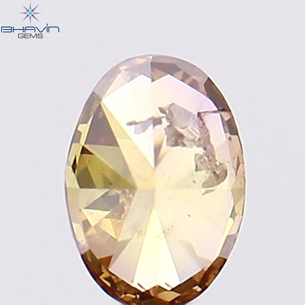 0.25 CT Oval Natural Diamond Enhanced Brown Pink Color Clarity I1 (4.52 MM)