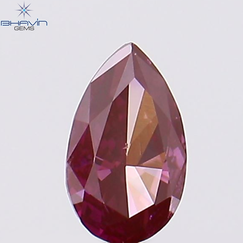 0.16 CT、ペアシェイプ、天然ダイヤモンド、ピンク色、VS2 クラリティ (4.52 MM)