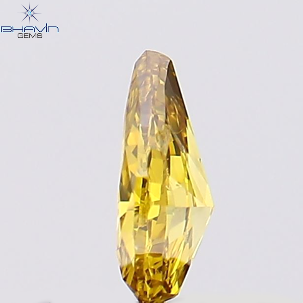 0.19 CT Pear Natural Diamond Enhanced Vivid Yellow Color Clarity VS2 (4.90 MM)