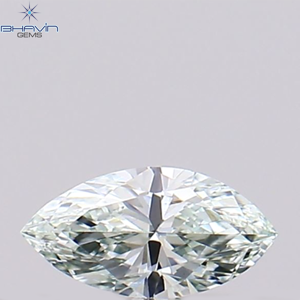 0.08 CT、マーキス シェイプ、天然ダイヤモンドの緑がかった青色、VS2 クラリティ (4.40 MM )