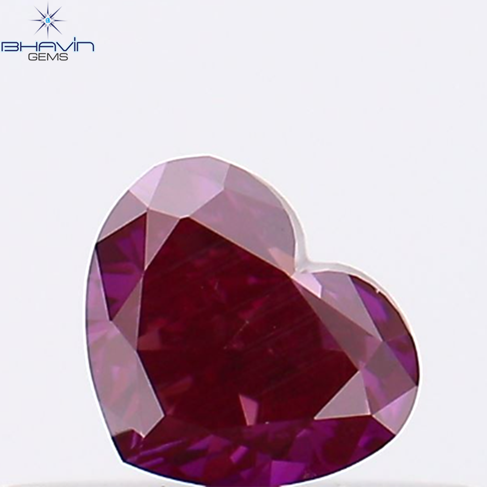 0.28 CT、ハートシェイプ、天然ダイヤモンド、ピンク色、VS2 クラリティ (4.14 MM)