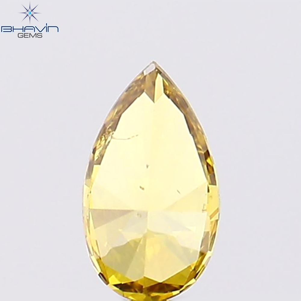 0.19 CT Pear Natural Diamond Enhanced Vivid Yellow Color Clarity VS2 (4.90 MM)