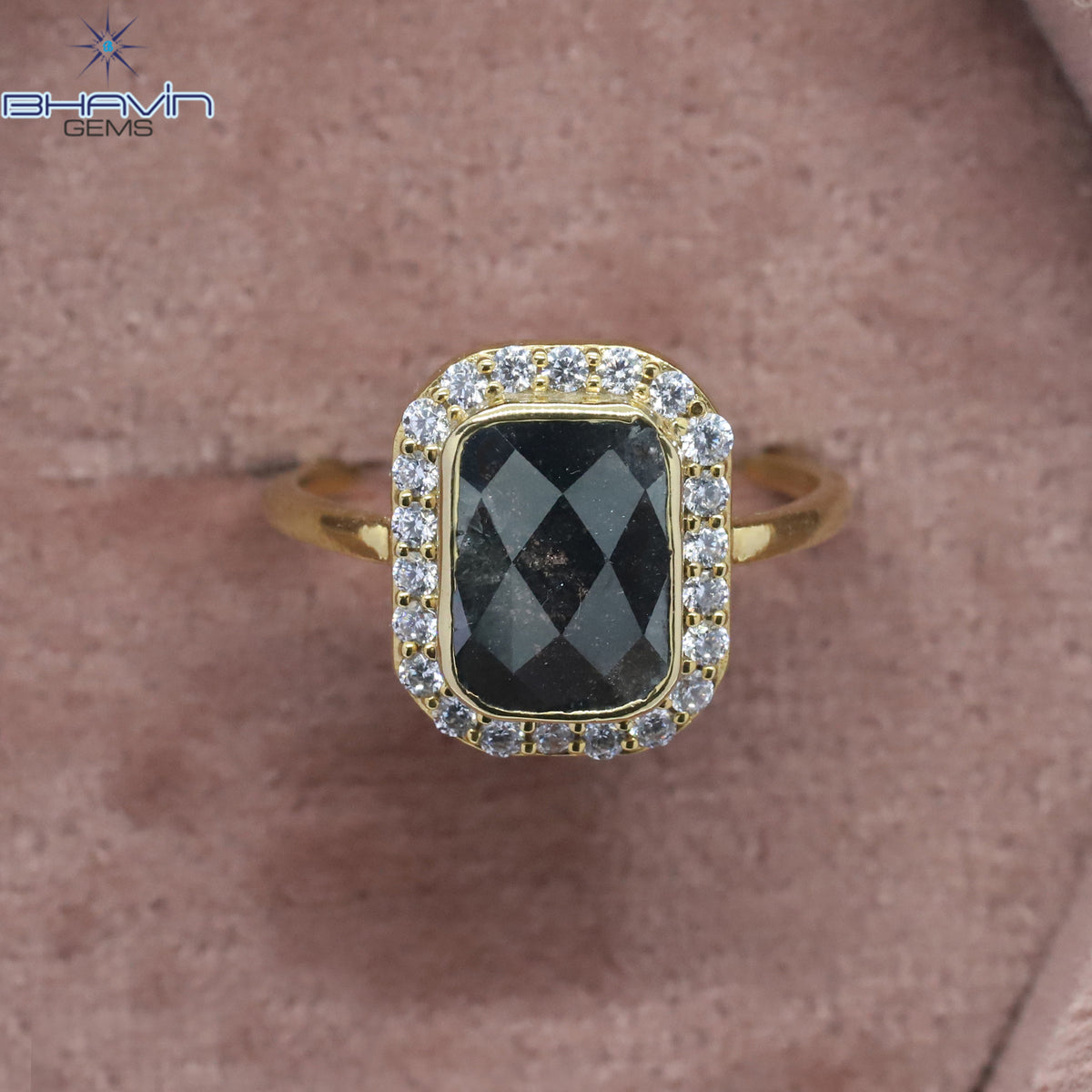 Slice Diamond, Natural Diamond Ring, Salt And Pepper Diamond, Gold Ring, Engagement Ring, Wedding Ring, Diamond Ring