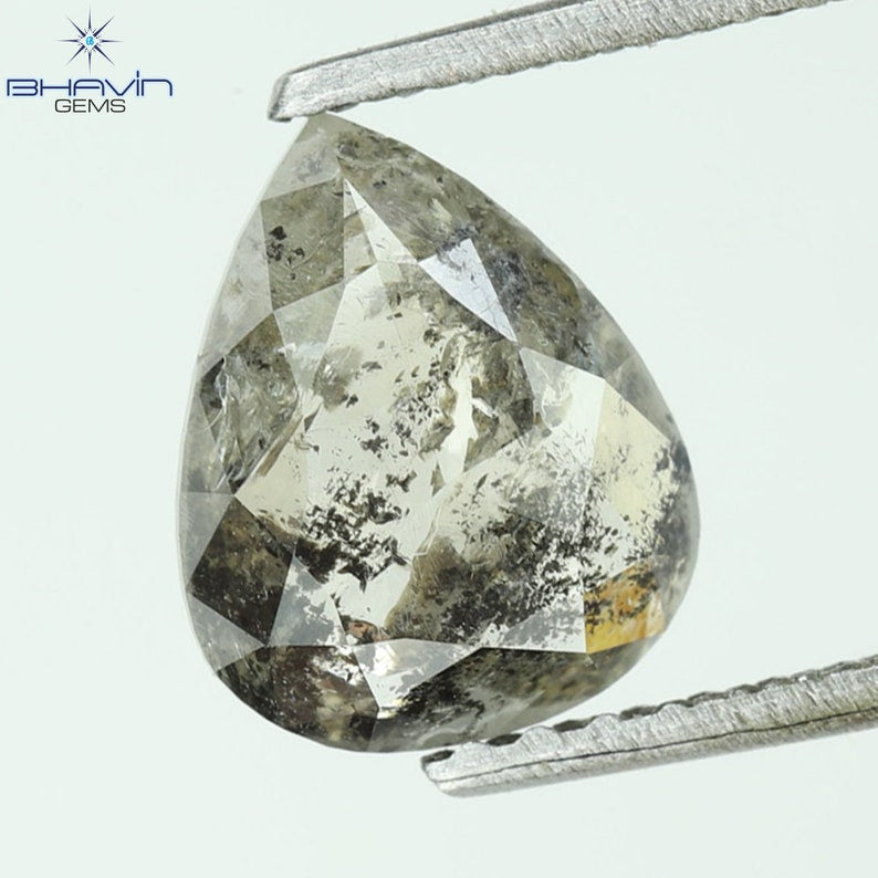 0.76 CT Pear Shape Natural Diamond Salt And pepper Color I3 Clarity (7.57 MM)