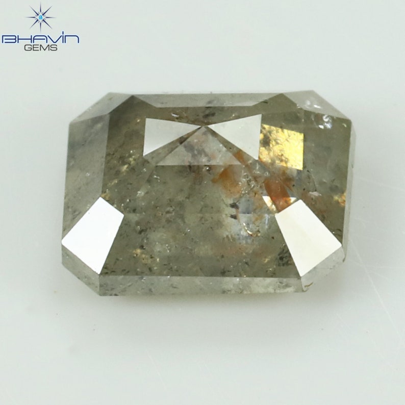 1.06 CT スクエア エメラルド シェイプ ナチュラル ダイヤモンド ソルト アンド ペッパー カラー クラリティ I3 (6.43 MM)