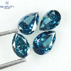 0.63 CT/4 PCS Pear Shape Natural Loose Diamond Blue Color I1 Clarity (4.57 MM)