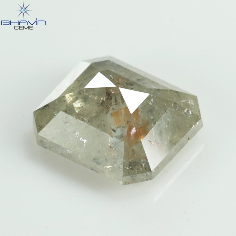 1.06 CT スクエア エメラルド シェイプ ナチュラル ダイヤモンド ソルト アンド ペッパー カラー クラリティ I3 (6.43 MM)
