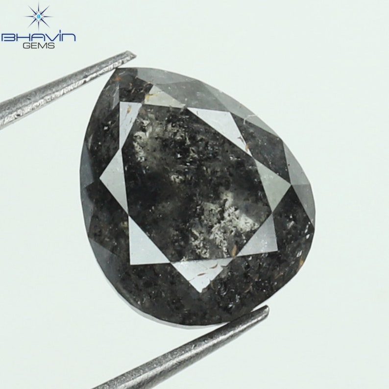 1.31 CT Pear Natural Diamond Salt And pepper Color Clarity I3 (7.33 MM)