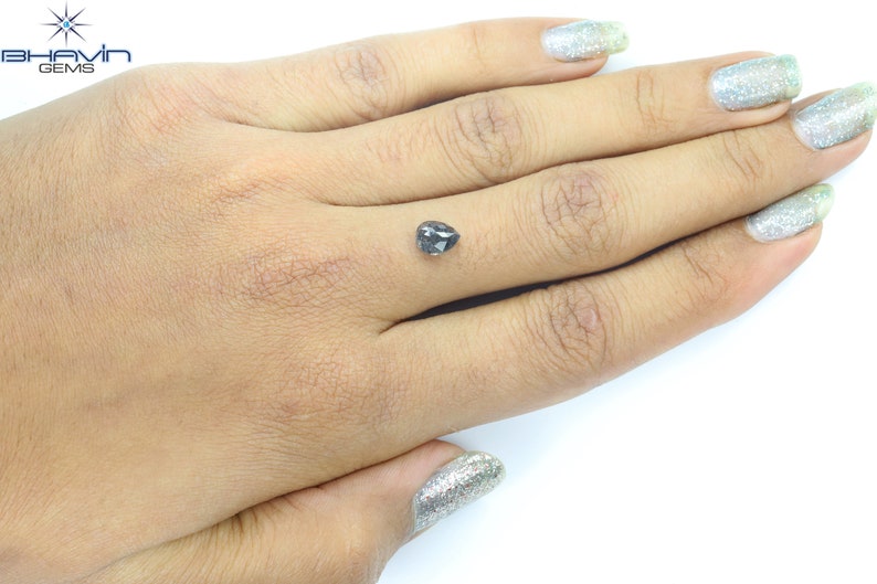 1.31 CT Pear Natural Diamond Salt And pepper Color Clarity I3 (7.33 MM)