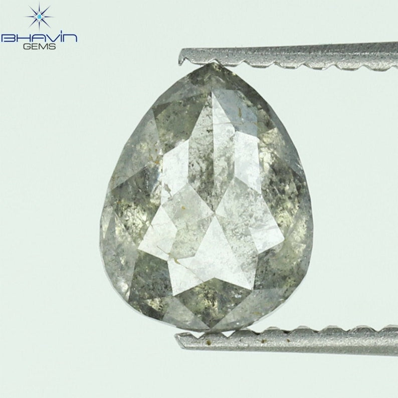 1.07 CT Pear Shape Natural Diamond Salt And pepper Color I3 Clarity (7.21 MM)