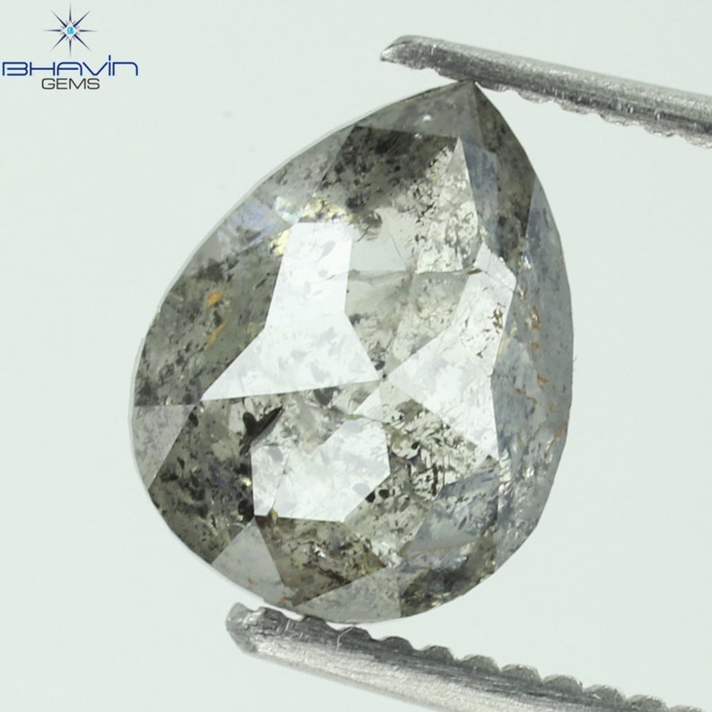 1.74 CT Pear Shape Natural Diamond Salt And pepper Color I3 Clarity (8.41 MM)