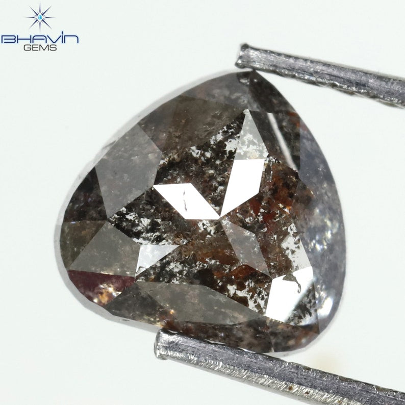 1.51 CT ペアシェイプ ナチュラル ダイヤモンド ソルト アンド ペッパー カラー I3 クラリティ (6.53 MM)