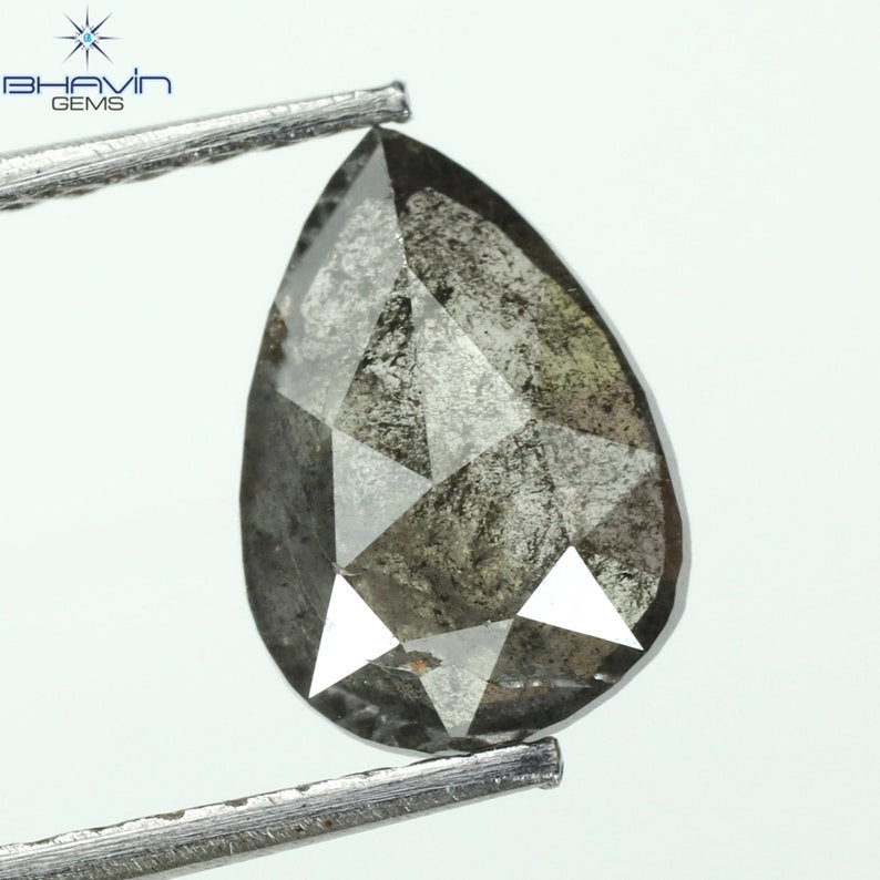 1.05 CT Pear Shape Natural Diamond Salt And pepper Color I3 Clarity (8.53 MM)