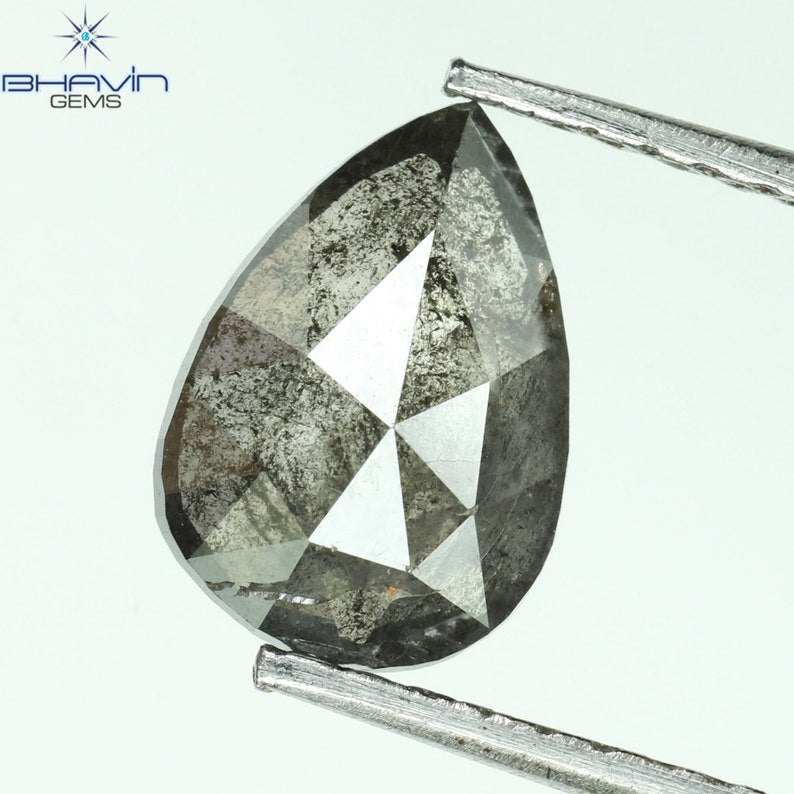 1.05 CT ペアシェイプ ナチュラル ダイヤモンド ソルト アンド ペッパー カラー I3 クラリティ (8.53 MM)