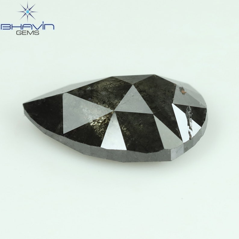 1.05 CT ペアシェイプ ナチュラル ダイヤモンド ソルト アンド ペッパー カラー I3 クラリティ (8.53 MM)