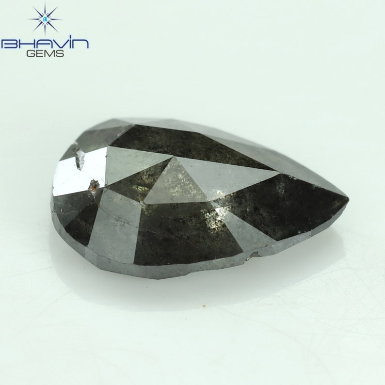 1.05 CT ペアシェイプ ナチュラル ダイヤモンド ソルト アンド ペッパー カラー I3 クラリティ (8.53 MM)