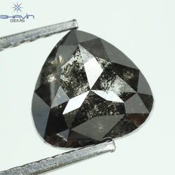 1.50 CT ペアシェイプ ナチュラル ダイヤモンド ブラック (ソルト アンド ペッパー) カラー I3 クラリティ (6.41 MM)