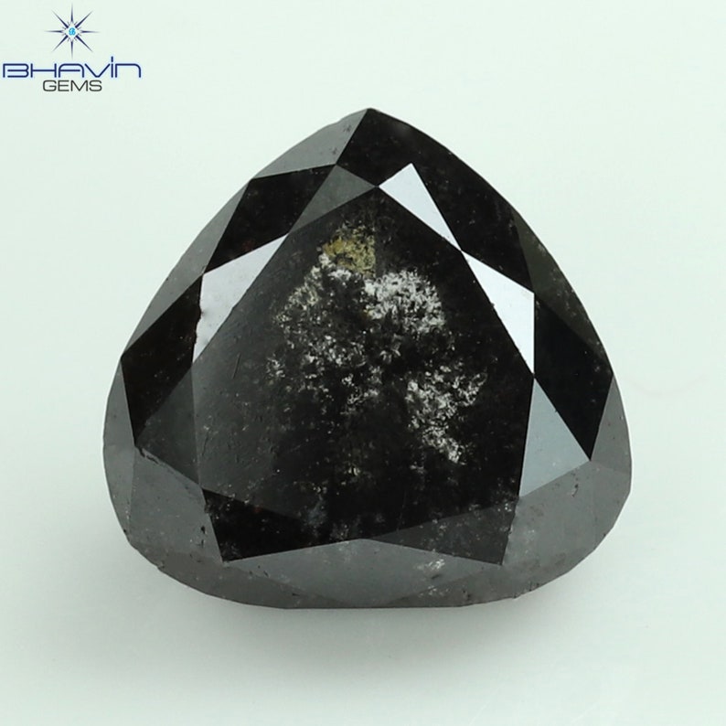 1.50 CT ペアシェイプ ナチュラル ダイヤモンド ブラック (ソルト アンド ペッパー) カラー I3 クラリティ (6.41 MM)