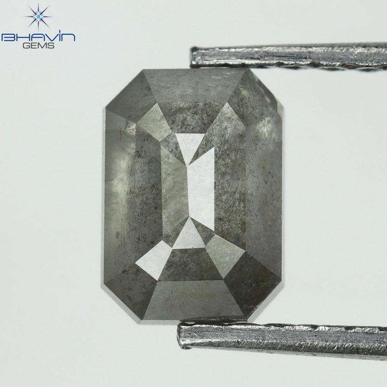 1.12 CT Square Emerald Diamond Salt And Pepper Diamond Clarity I3 (6.58 MM)