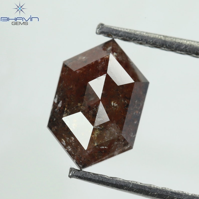 0.88 CT Hexagon Natural Diamond Salt And Pepper Color Clarity I3 (7.65 MM)