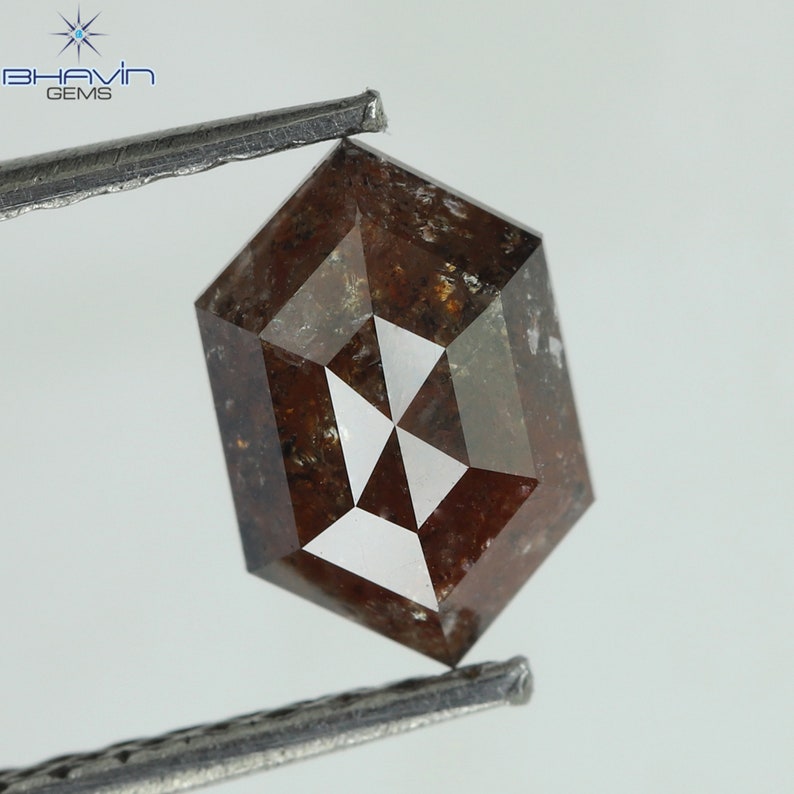 0.88 CT ソルト アンド ペッパー カラー ヘキサゴン シェイプ ナチュラル ルース ダイヤモンド クラリティ I3 (7.65 MM)