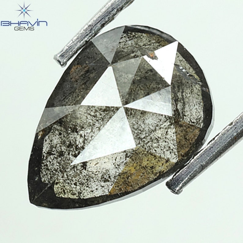 1.05 CT ペアシェイプ ナチュラル ダイヤモンド ソルト アンド ペッパー カラー I3 クラリティ (8.53 MM)