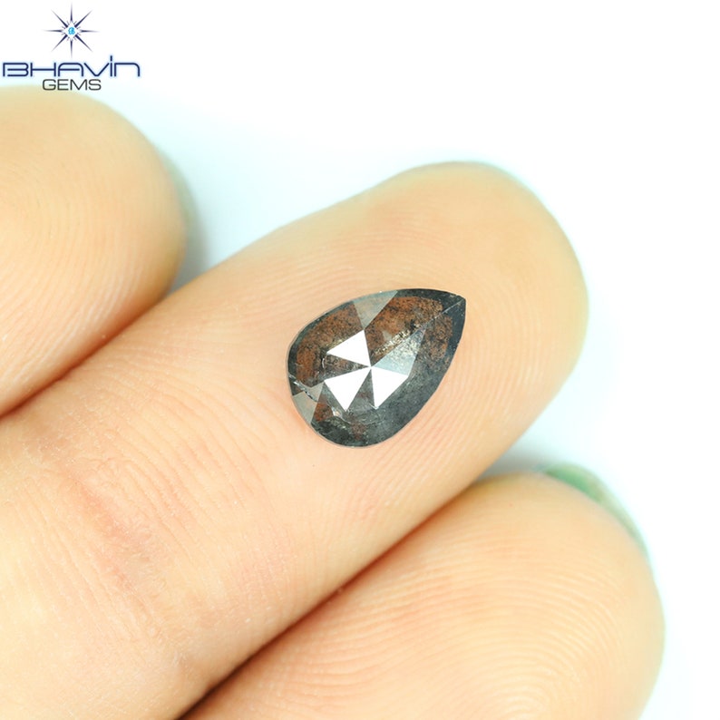 1.05 CT ペアシェイプ ナチュラル ダイヤモンド ソルト アンド ペッパー カラー I3 クラリティ (8.53 MM)