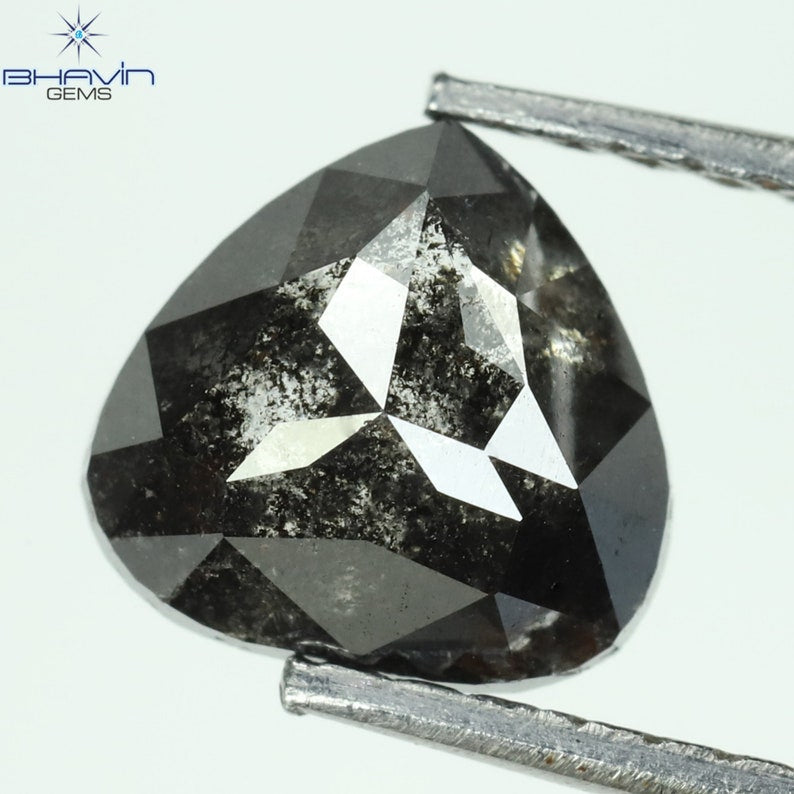 1.50 CT ペアシェイプ ナチュラル ダイヤモンド ブラック (ソルト アンド ペッパー) カラー I3 クラリティ (6.41 MM)