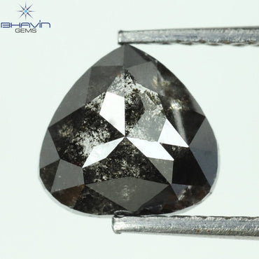 1.50 CT ペアシェイプ ナチュラル ダイヤモンド ブラック (ソルト アンド ペッパー) カラー I3 クラリティ (6.41 MM)