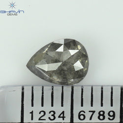 0.62 CT ペアシェイプ ナチュラル ダイヤモンド ソルト アンド ペッパー カラー I3 クラリティ (4.42 MM)