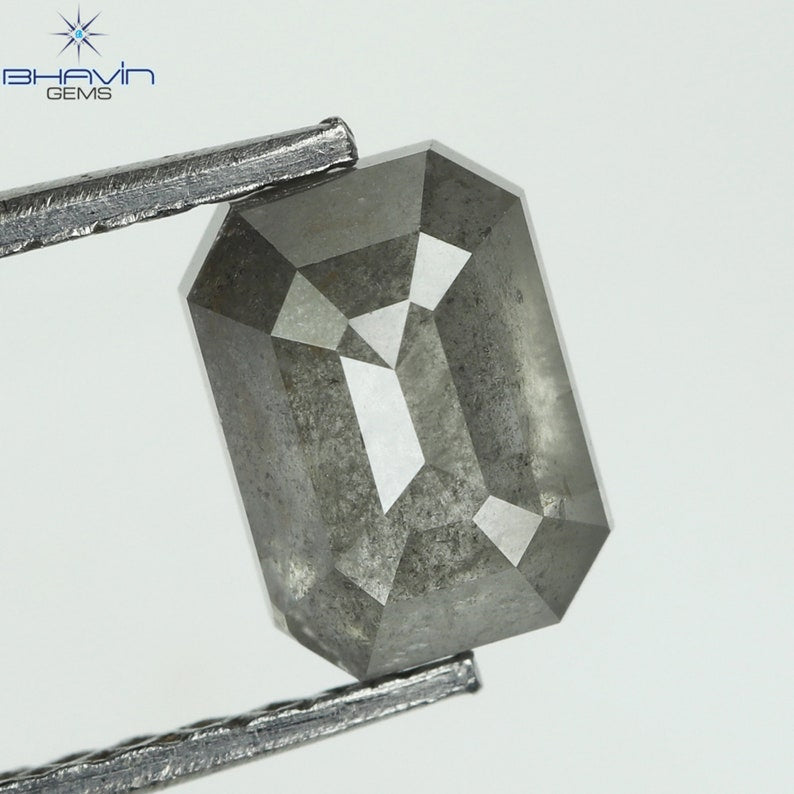 1.12 CT スクエア エメラルド ダイヤモンド ソルト アンド ペッパー ダイヤモンド クラリティ I3 (6.58 MM)